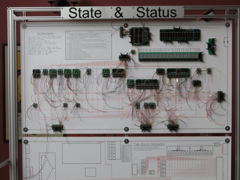 mega processor state machine with boards and wiring, before connection